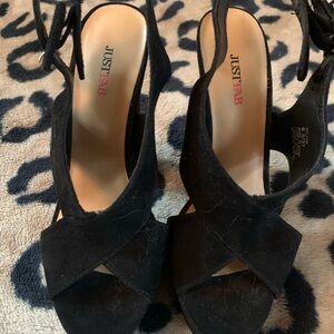 JustFab Black Strappy Heels